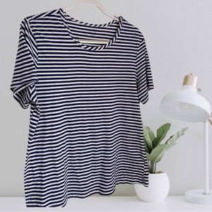Navy Blue & White Striped Tee